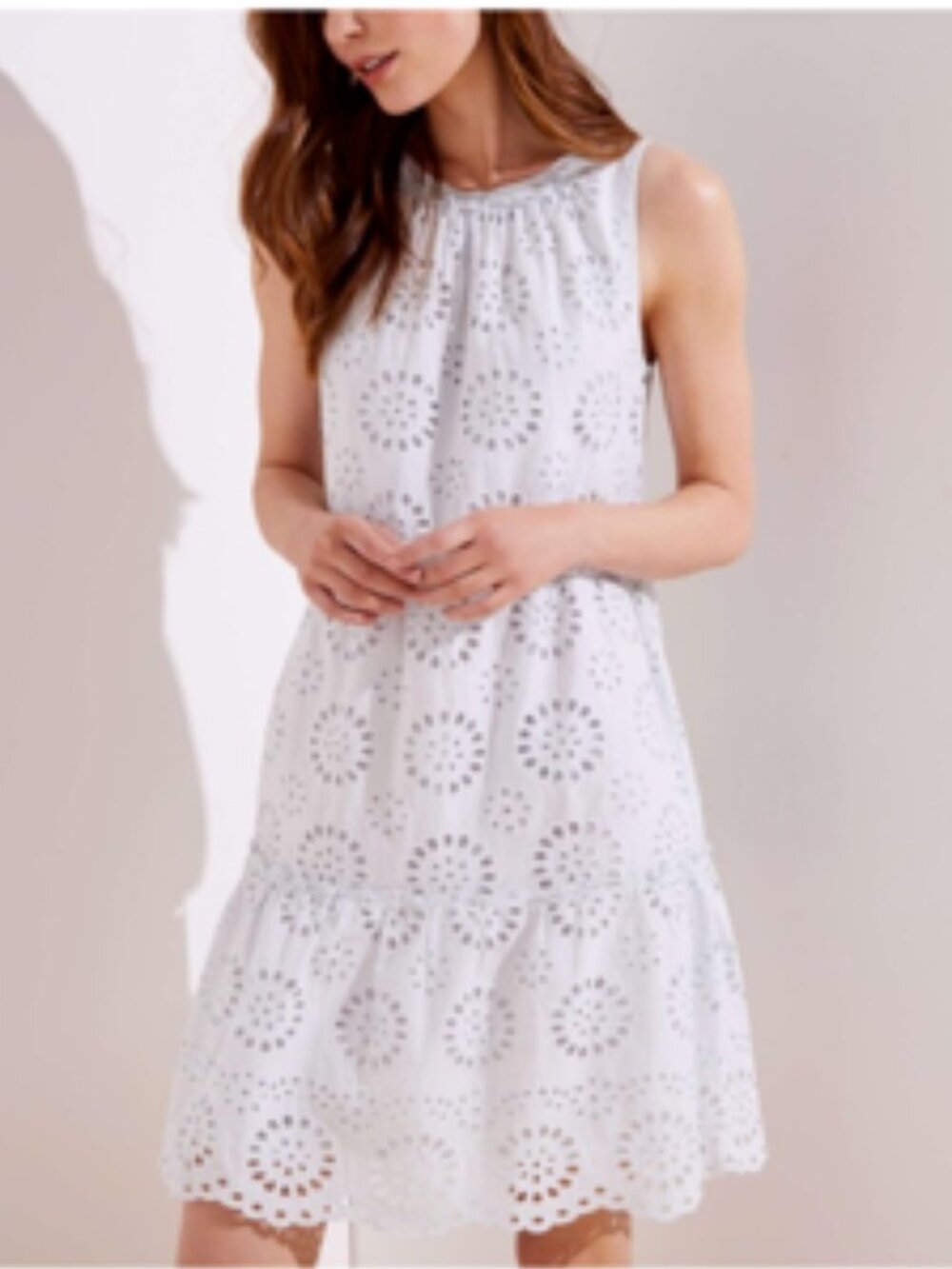 Loft Eyelet Tiered Dress L